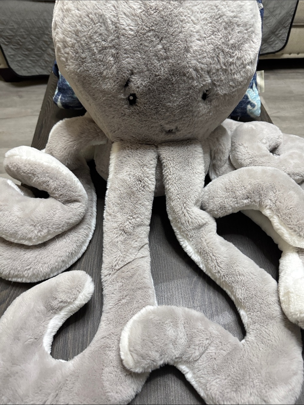 Plush Gray Octopus Stuffed Animal - Soft Cuddly Sea Buddy
